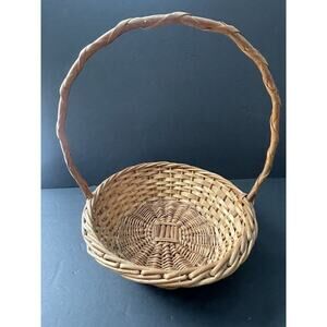 Vintage Garden Trug Handle Basket Rustic Twig Wood Farmhouse Gathering Cottage